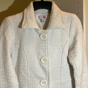 Body Central Winter White 3/4 Length Peacoat Coat with Scarf - Size: Small